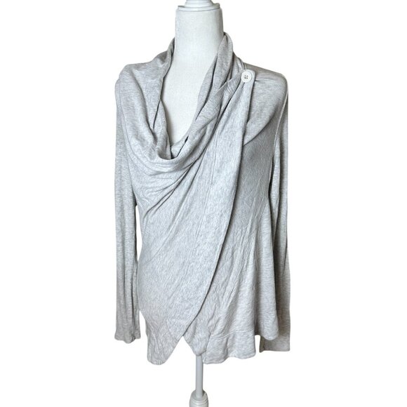 ALO YOGA Double Drape Front Long Sleeve Cardigan Top Size Medium - Picture 1 of 11